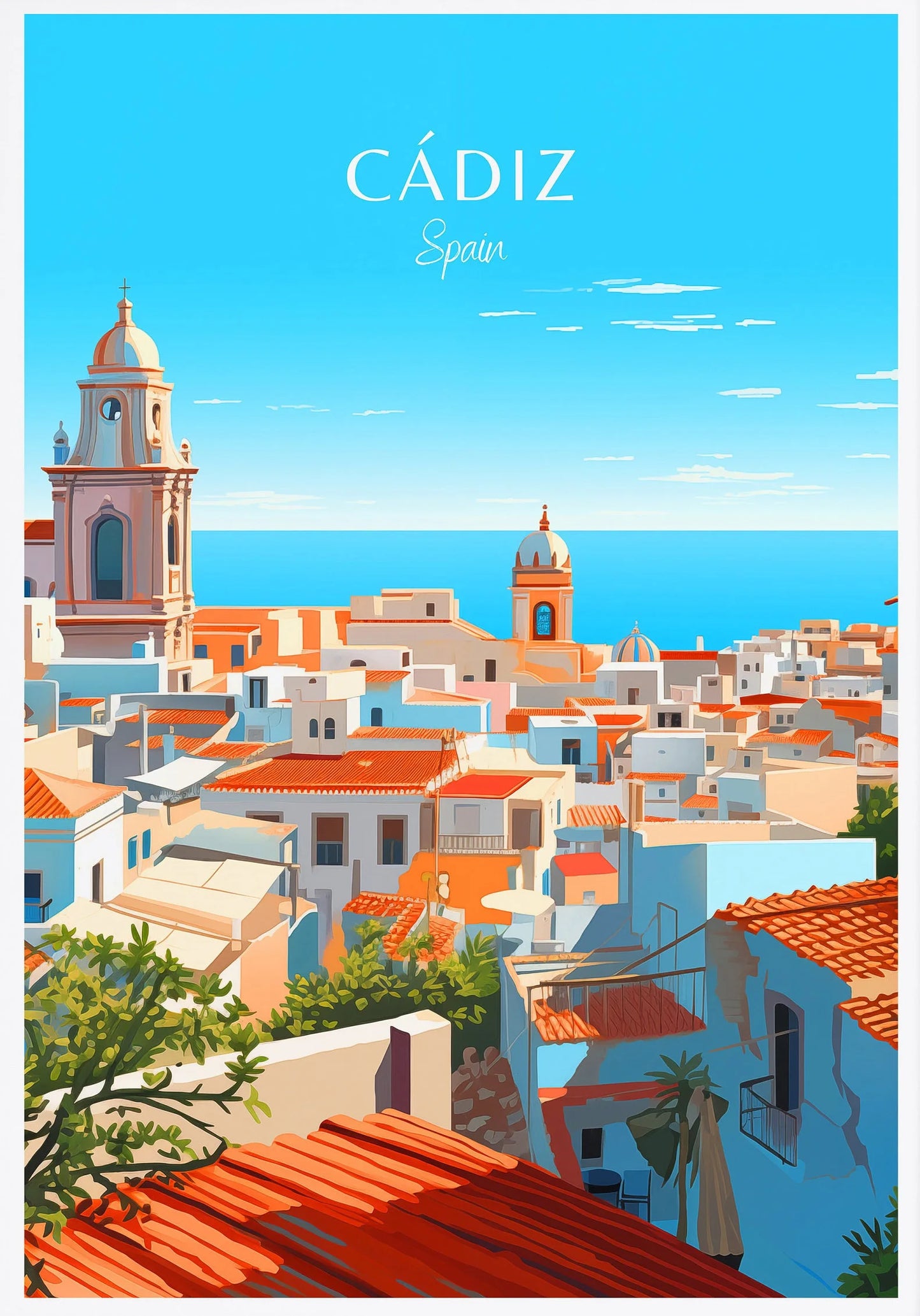 Spain Travel Poster Canvas Print | Barcelona Madrid Granada Wall Art