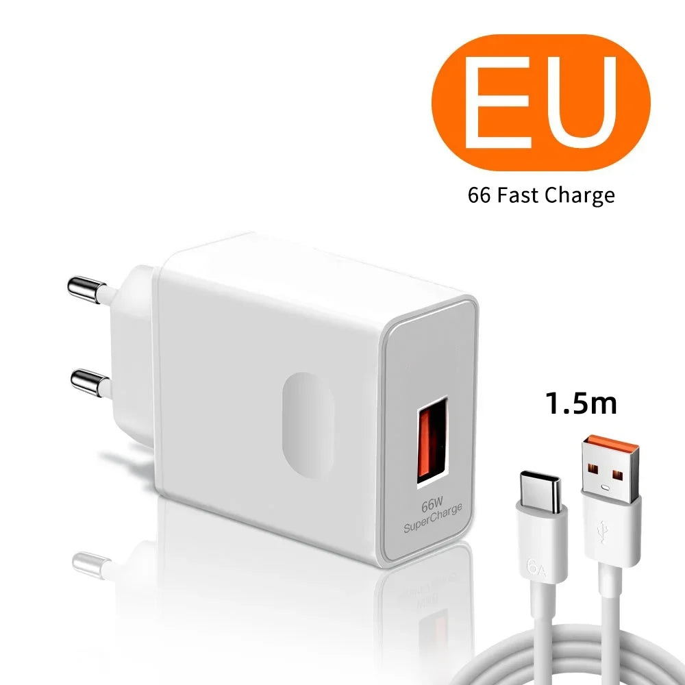 66W Super Fast Charger & 6A USB-C Cable for Huawei Honor