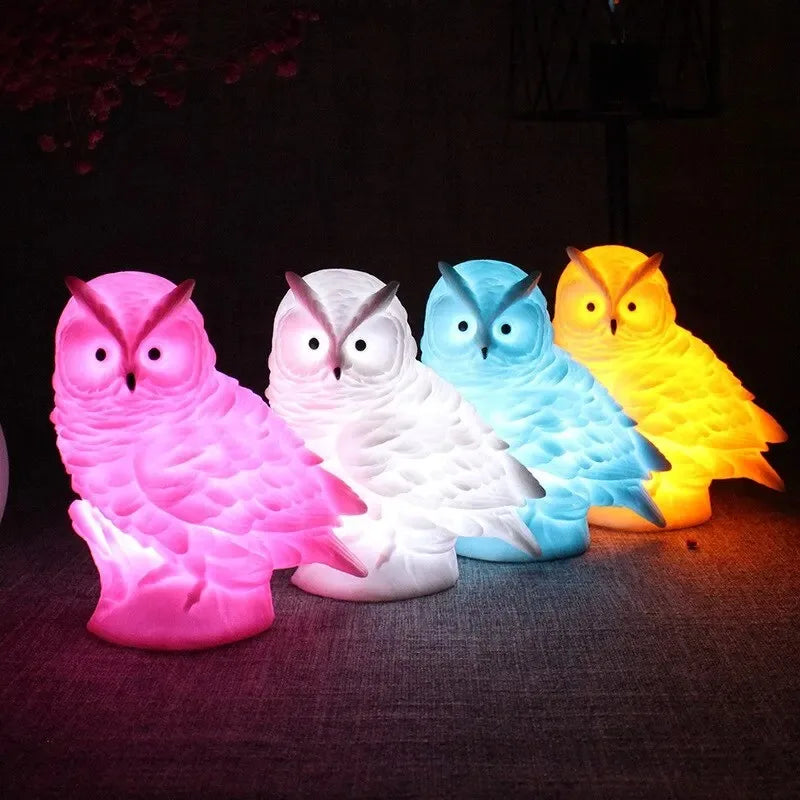 Cartoon Owl LED Night Light | Bedside Ambient Desk Decor
