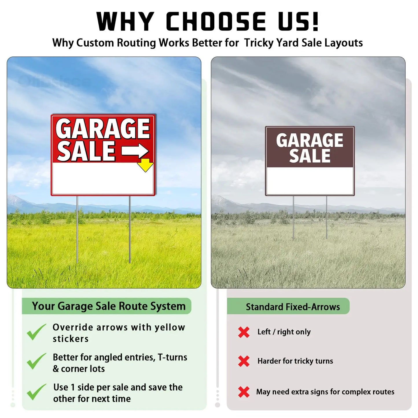 Garage Sale Sign Kit 17x13" | 12 Signs, Stakes & 440 Stickers Yard Sale Sign Kit Peaceful Pleasures Health and Wellness