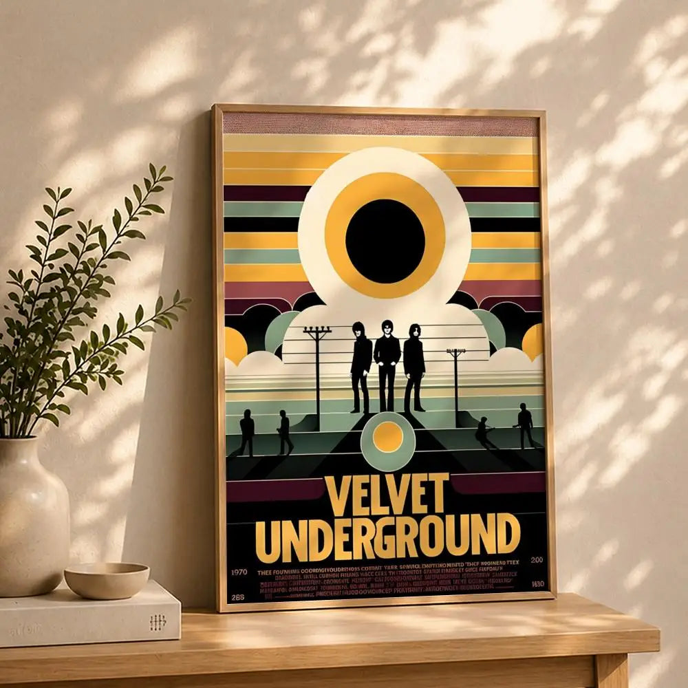 Band T-The Velvet UndergroundS Poster HD Self Adhesive Waterproof Wall Art Ideal for Home Office Dorm Bedroom Great Gift Peaceful Pleasures Health and Wellness