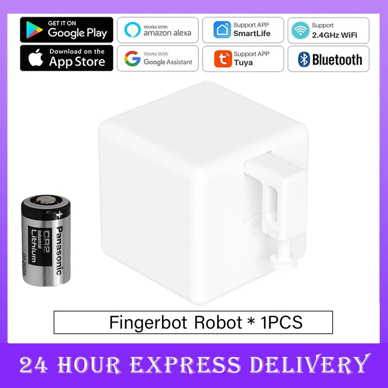 Tuya Zigbee 3.0 Bluetooth Smart Fingerbot Switch Remoter Garage Curtain Button Robot Pusher for Alexa Google Home Voice Assitant Peaceful Pleasures Health and Wellness Bluetooth CR2-White China Mainland
