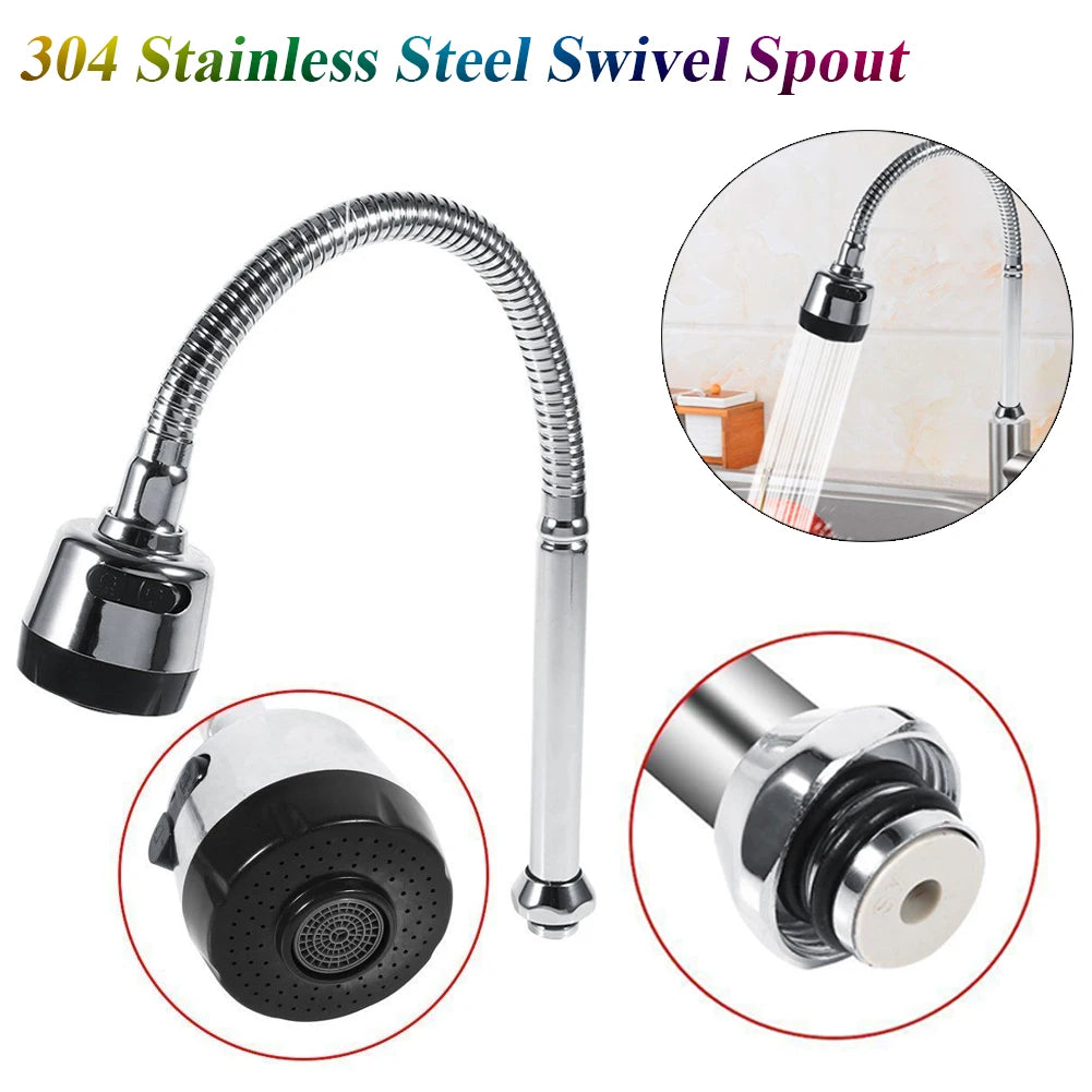 Sink Tap 1x 304 Stainless Steel Swivel Spout Kitchen Sink Faucet Pipe Fittings Single Handle Connection Kitchen Faucet Peaceful Pleasures Health and Wellness