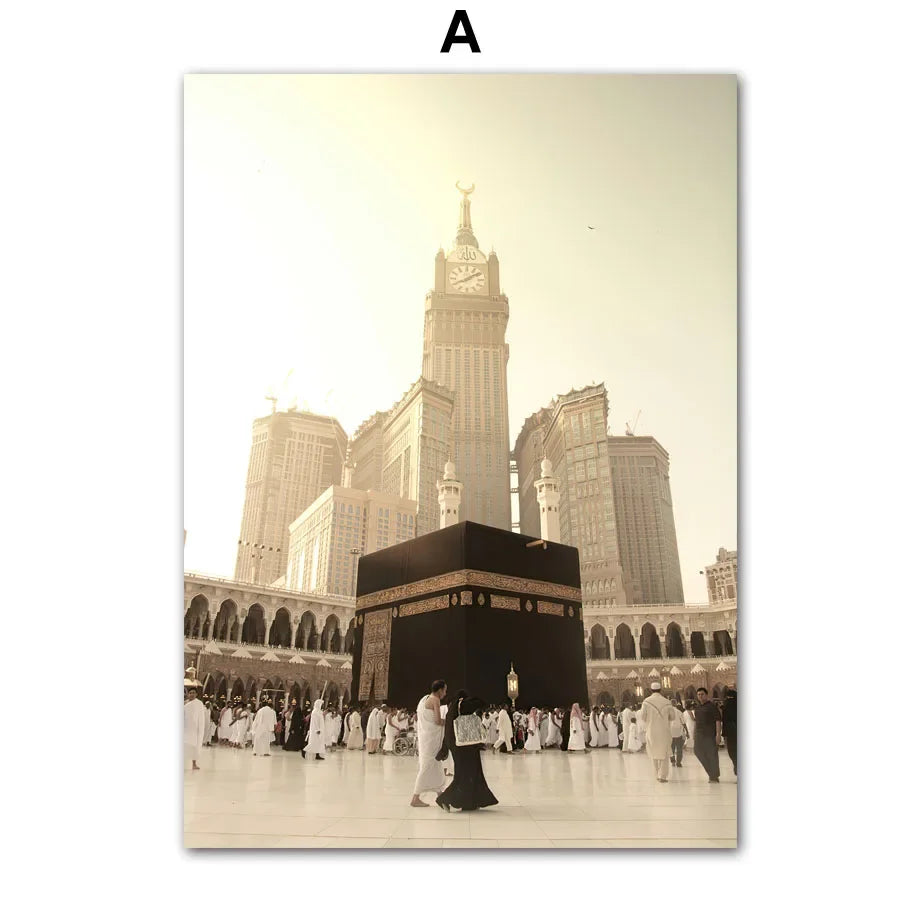 Islamic Wall Art Canvas Print – Kaaba Mecca Mosque Muslim Decor Canvas Wall Art Print Peaceful Pleasures Health and Wellness A 30x40cm Unframed