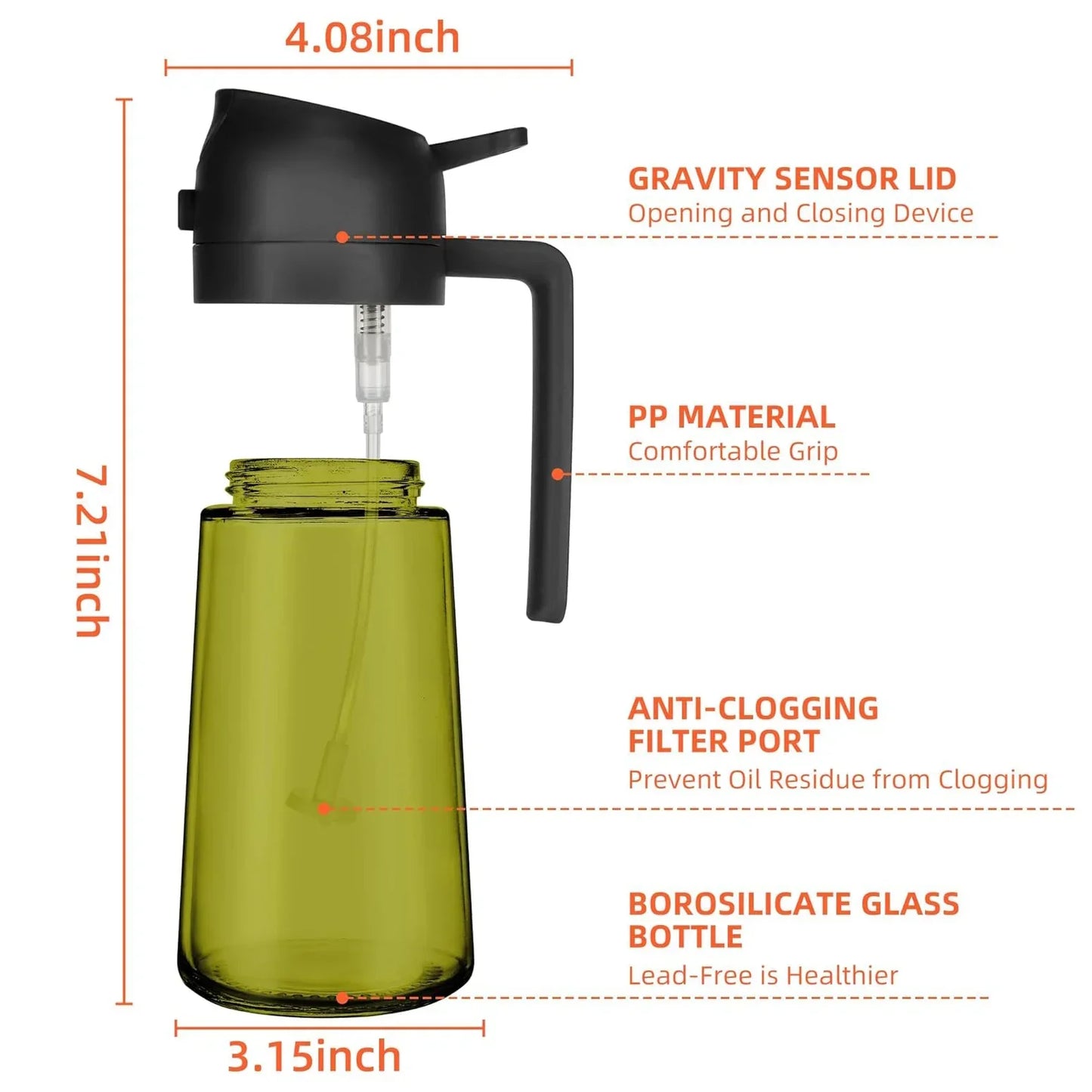 2-in-1 Dark Glass Olive Oil Sprayer & Dispenser – 500ml