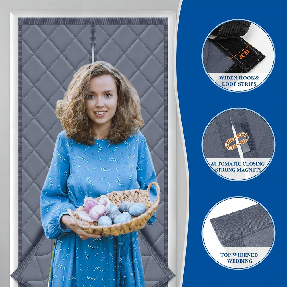 Magnetic Thermal Insulated Door Curtain Energy-Saving Privacy-Protecting Windproof Waterproof Cotton Curtain for Heater Room Peaceful Pleasures Health and Wellness