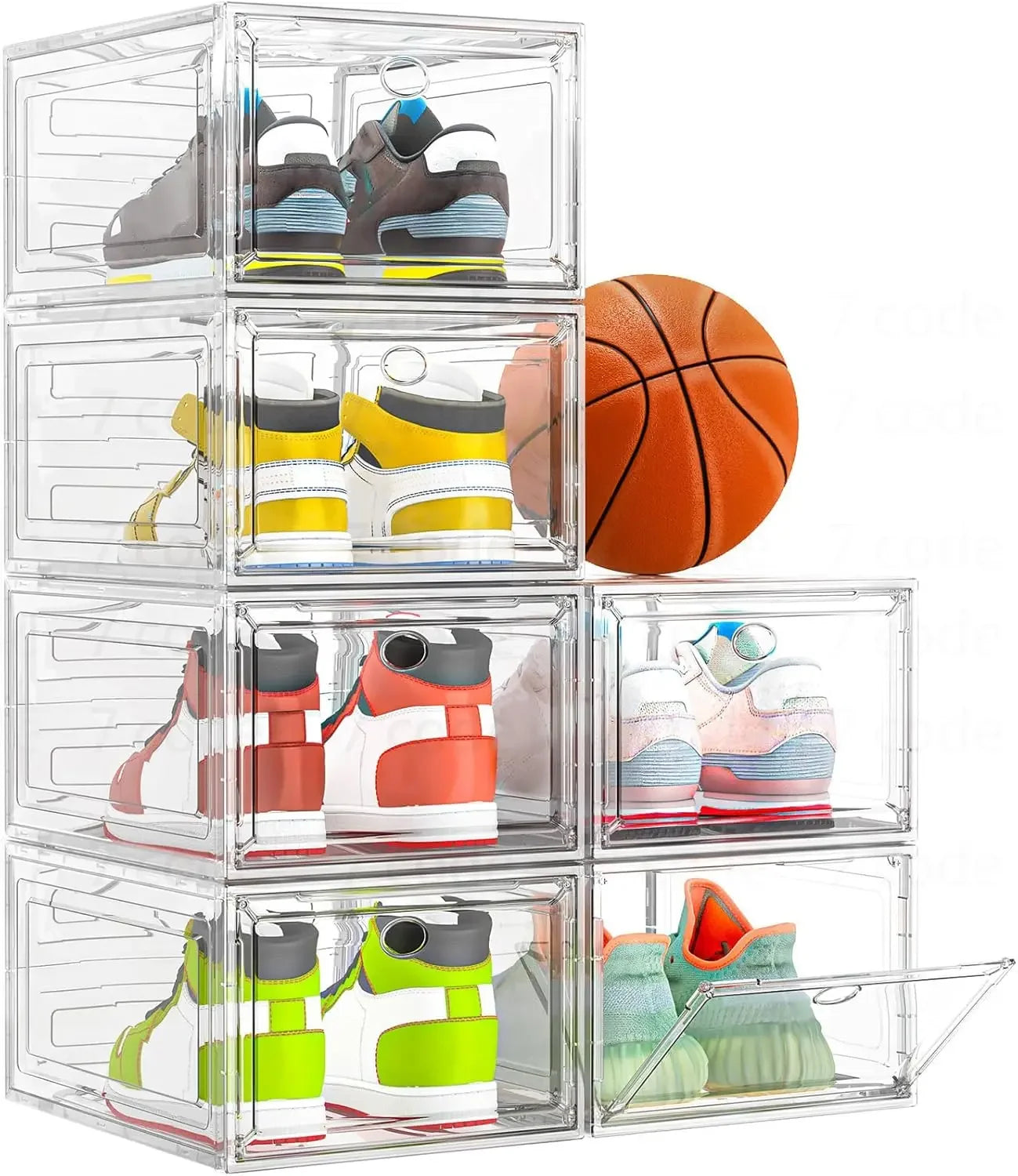 Clear Magnetic Door Stackable Shoe Storage Boxes, 6-Pack White Organizer for Sneakers & Closet Peaceful Pleasures Health and Wellness United States