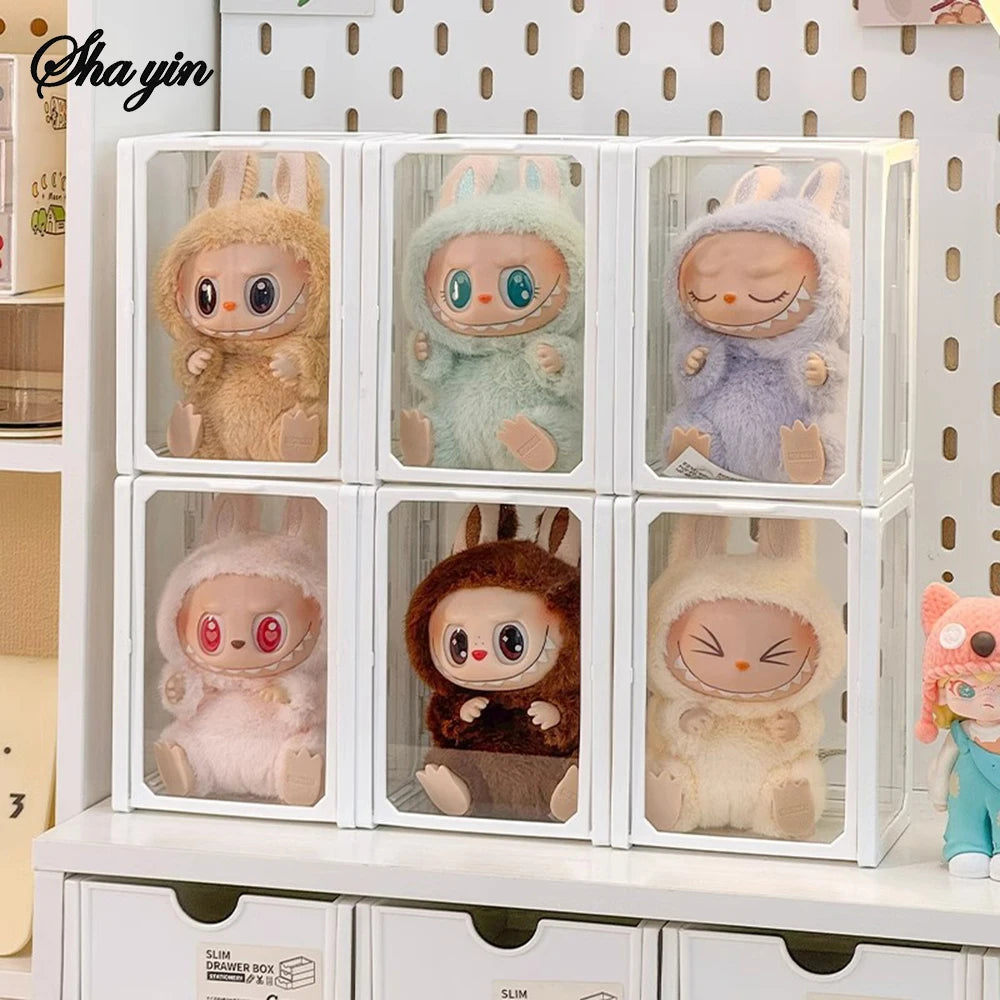 6pcs Display Box Glass Doll Storage Box Cotton Doll Blind Box Handmade Transparent Baby Cabinet Peaceful Pleasures Health and Wellness