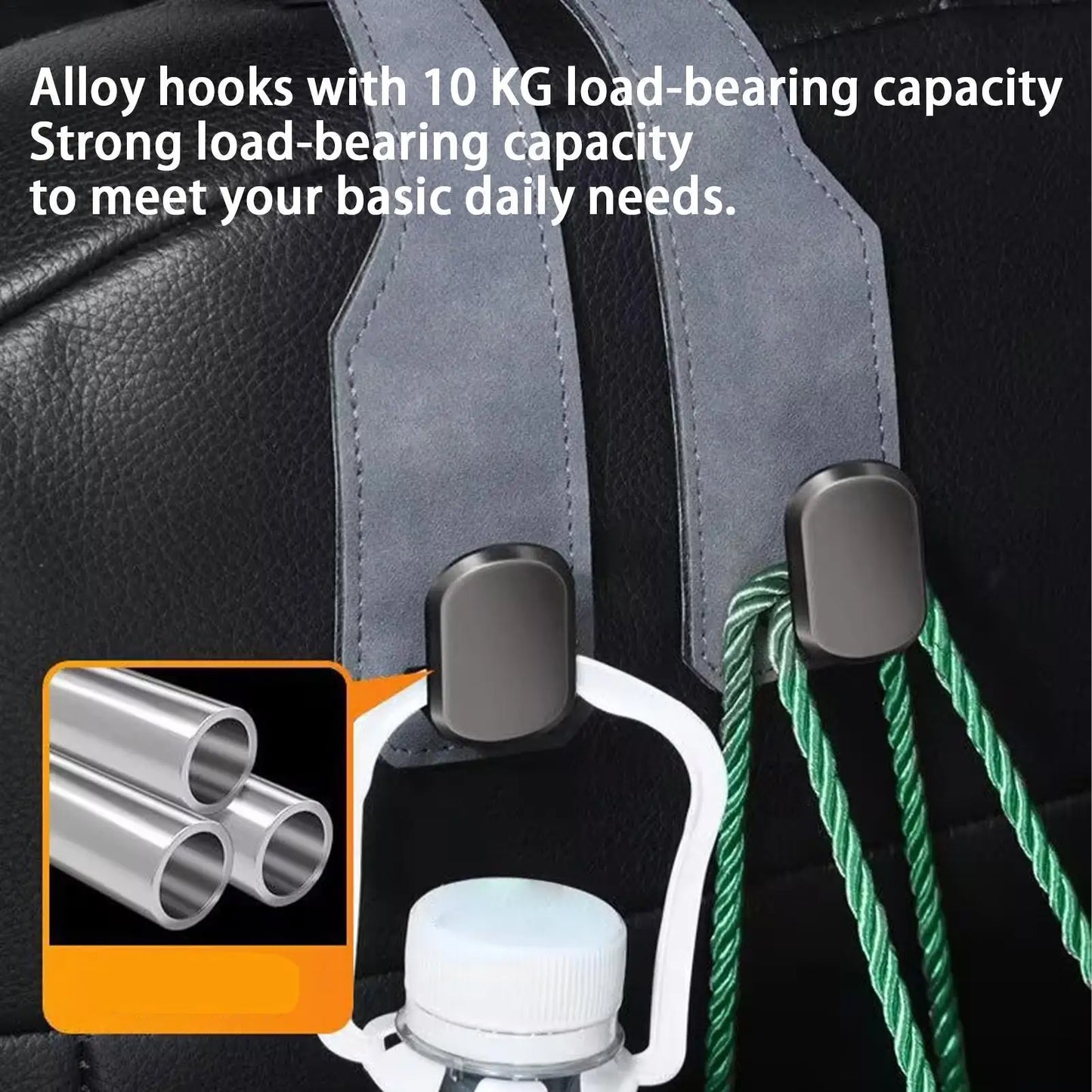Car Headrest Hook Hanger – Adjustable PU Leather Bag Organizer