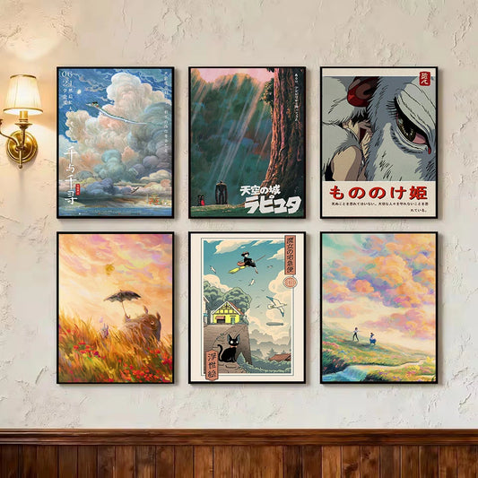 Retro Japanese Anime N-Neighbor Princess Castle Collection Cartoon Poster,Wall Art Printed,Canvas Painting Home Decor Gift Peaceful Pleasures Health and Wellness