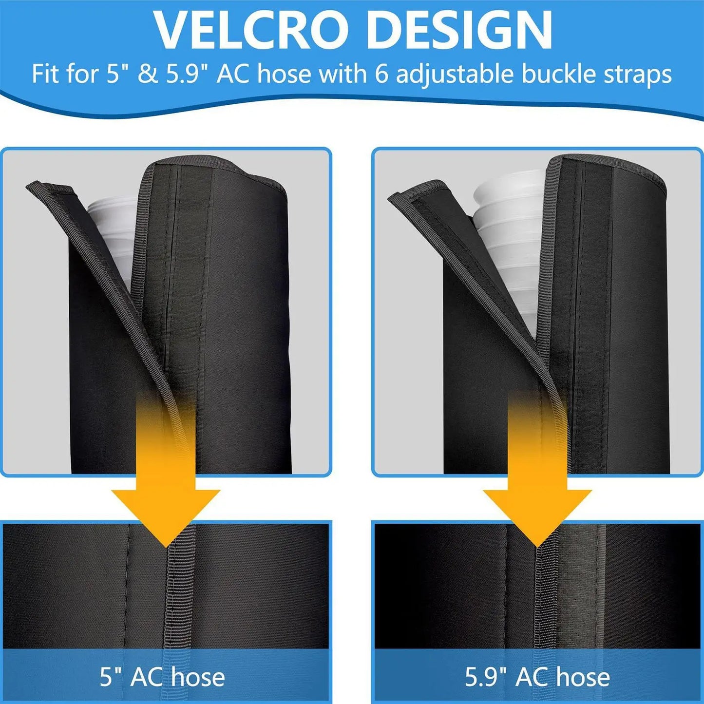 Portable AC Hose Cover Neoprene Duct Insulation Wrap 5"–5.9"