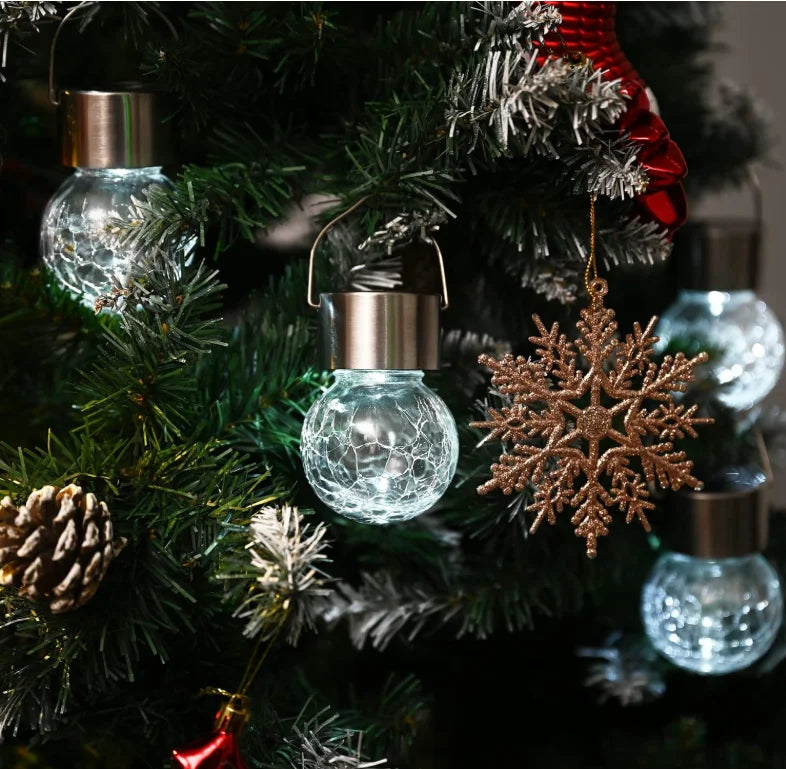 Solar Hanging Garden Lights – Colorful LED Cracked Glass Ball