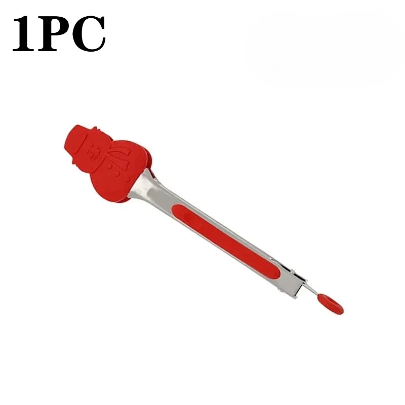 Christmas Silicone Food Tongs | Stainless Steel Kitchen Tongs Set