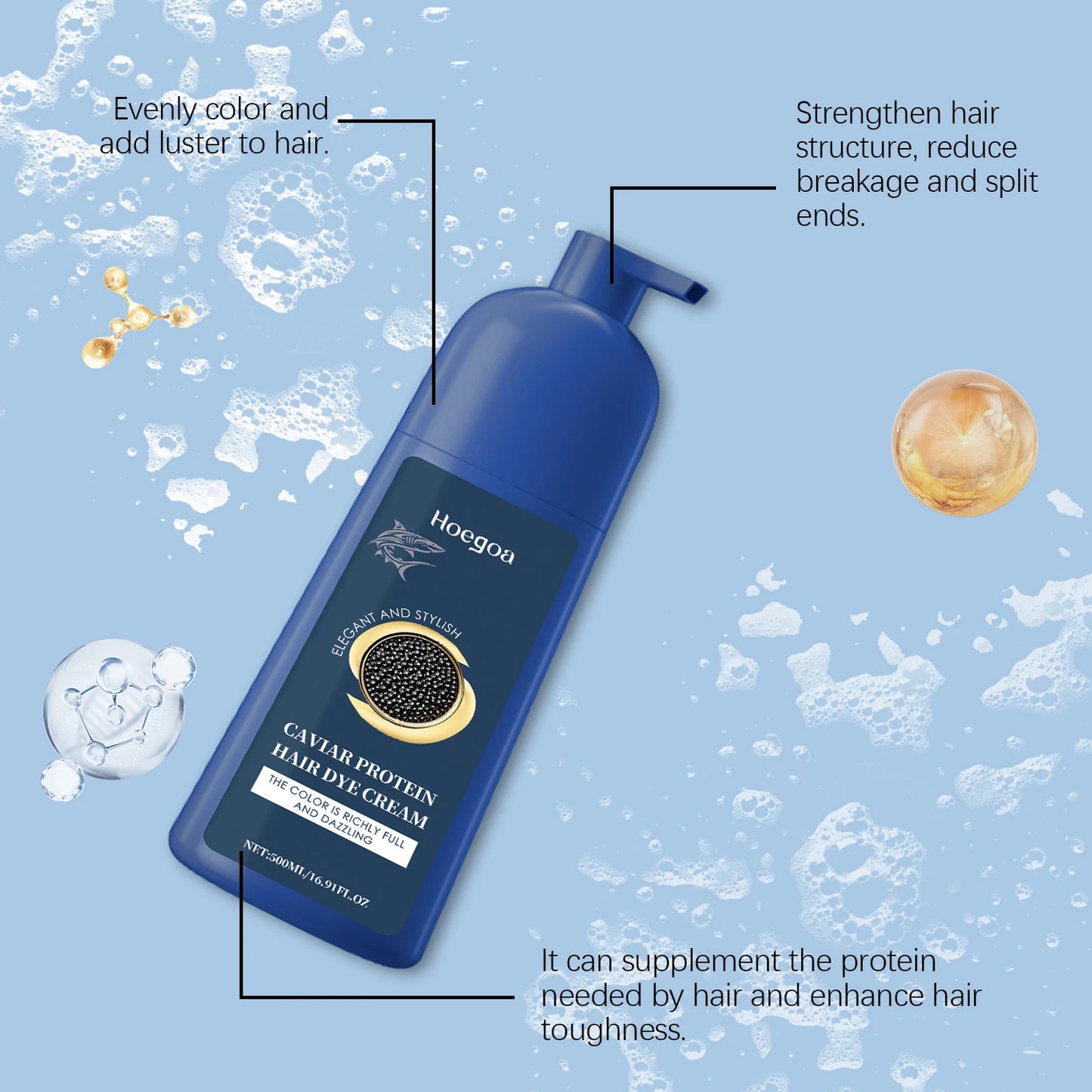 HOEGOA Caviar Protein Hair Color Shampoo – Gray Coverage 500ml