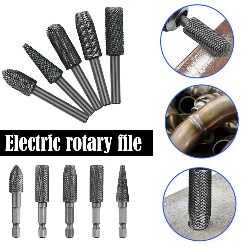 5-Piece Double Cut Carbide Rotary Burr Set | 6mm Shank