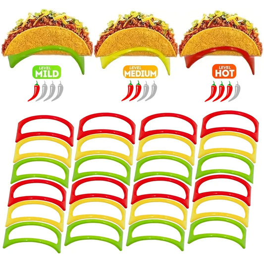 9-24pcs Taco Rack Pie Tools Plastic Durable Mexican Pancake Rack Tray Taco Holder Kitchen Supplies Protector Food Pallet Holder Peaceful Pleasures Health and Wellness 24pcs