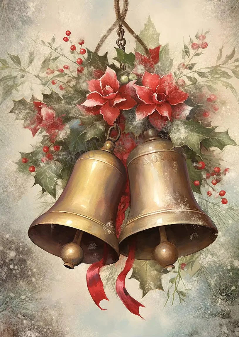Vintage Santa Claus Portrait in Mistletoe Reading Letters Toy Cookie Poster Canvas Painting Wall Pictures Christmas Home Decor Peaceful Pleasures Health and Wellness ZLH5421 20x30cm No Frame