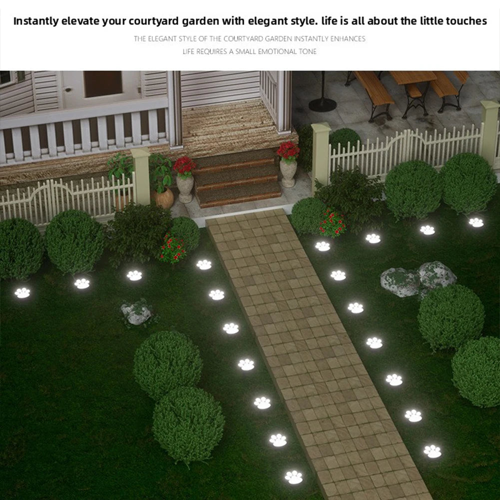 Solar Paw Print Garden Lights,Outdoor Waterproof & Sturdy Decorative Pathway Lights,For Front Porch/Lawn Edge/Backyard Decor Peaceful Pleasures Health and Wellness