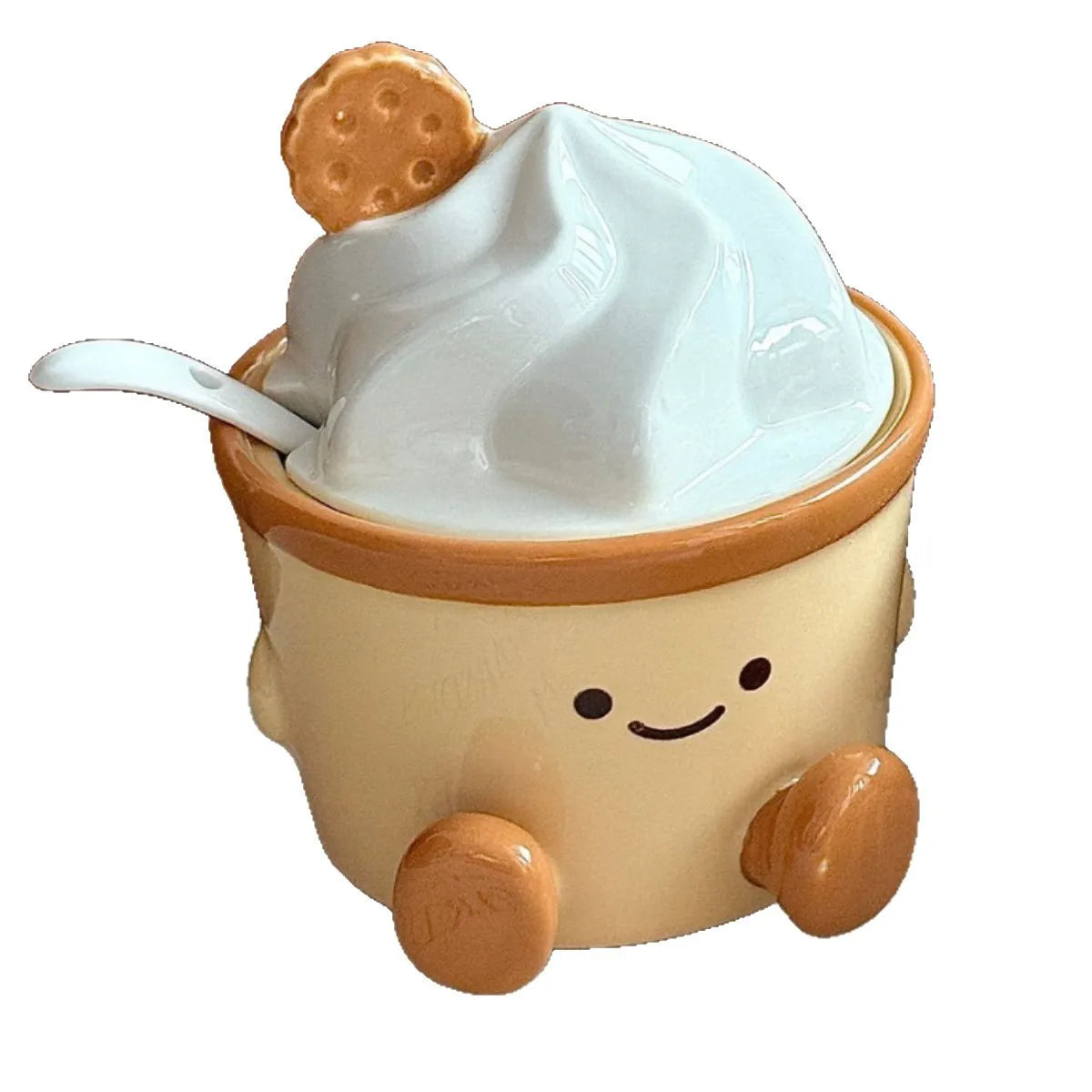 Kitchen Condiment Storage Jar Creative Ice Cream Ceramic Spice Jar Home Decorative Seasoning Pot Design Sense Salt MSG Container Peaceful Pleasures Health and Wellness