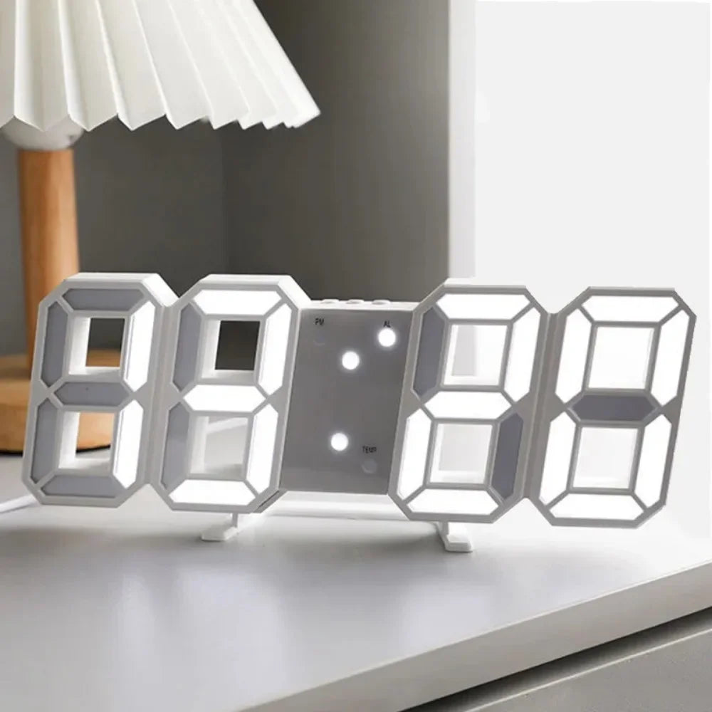 3D LED Digital Alarm Clock – Time, Date & Temp Display