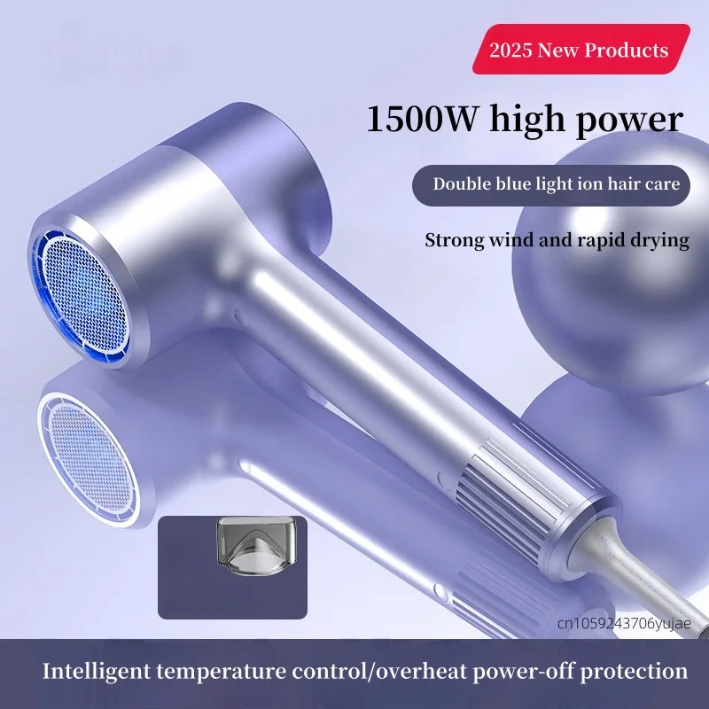 2025 Internet Celebrity Popular High-Speed Hair Dryer 1500W High-Power Fast Drying Blue Light Negative Ion Hair Care Peaceful Pleasures Health and Wellness