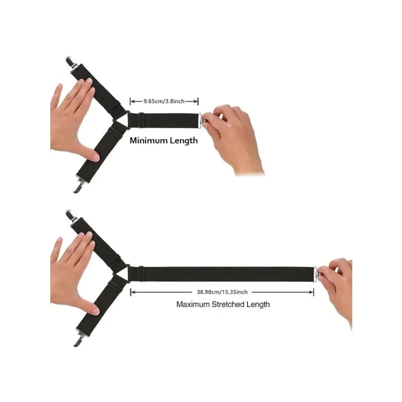 4-Pack Triangular Bed Sheet Fasteners & Adjustable Mattress Clips