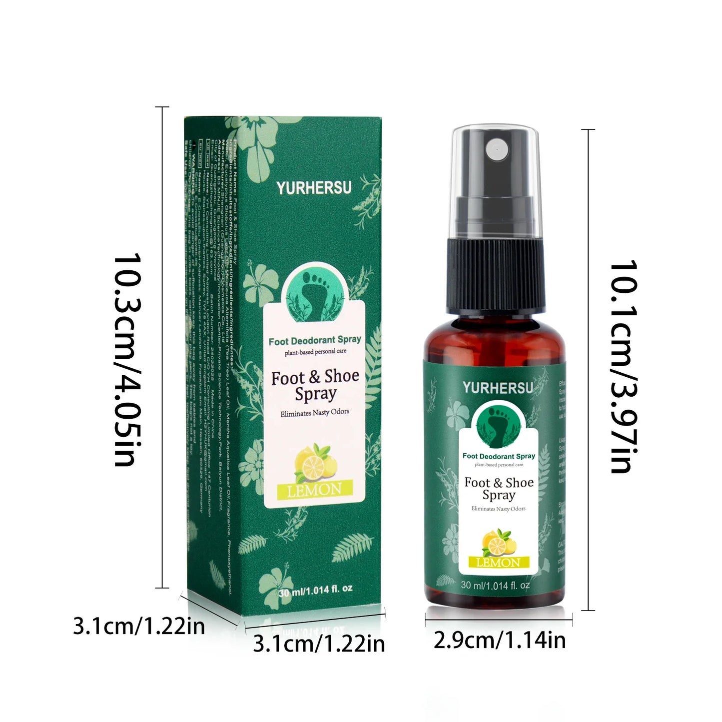 YURHERSU Lemon Foot Deodorant Spray – 24H Odor Control