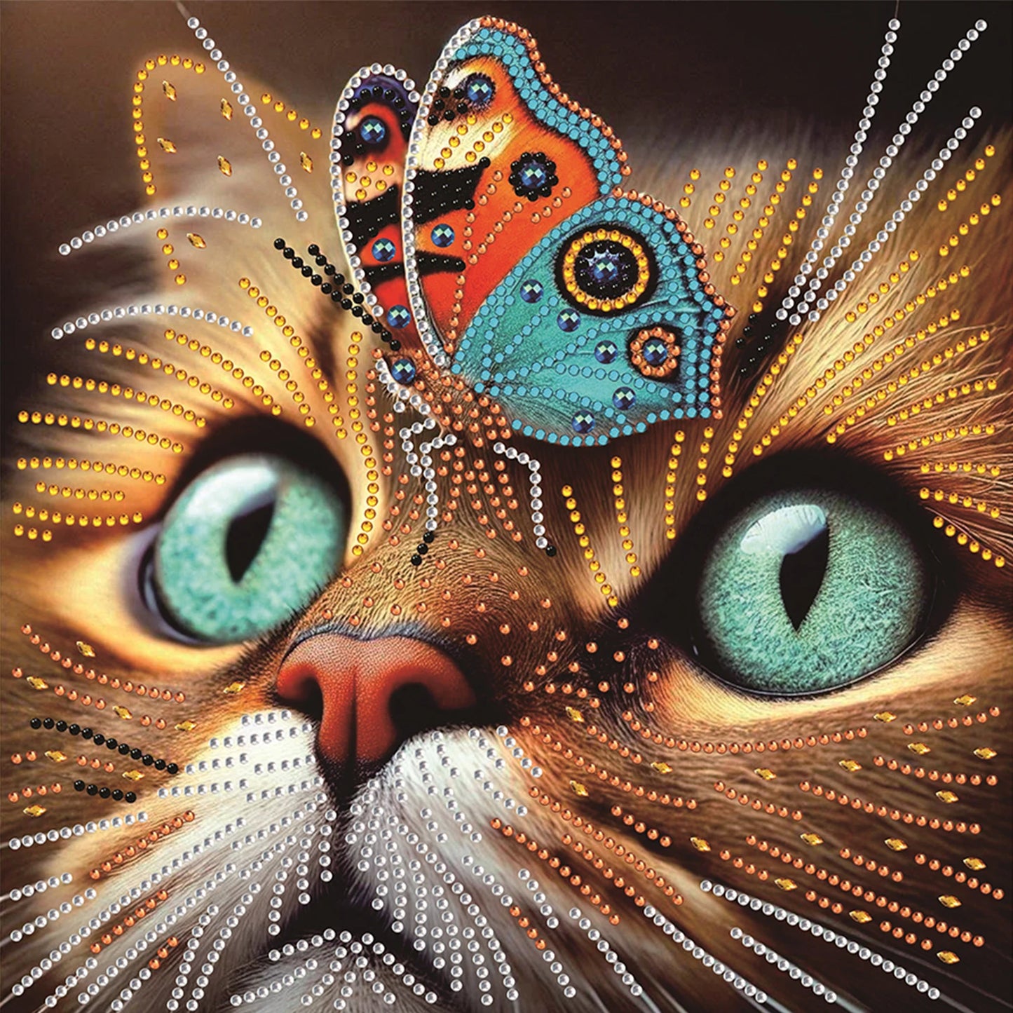 Cat Special Shaped DIY Partial Drill Diamond Painting Kits for Adults Beginners Home Decor Diamonds Dots Gem Art Kits 30x30cm Peaceful Pleasures Health and Wellness Butterfly Eye Cat