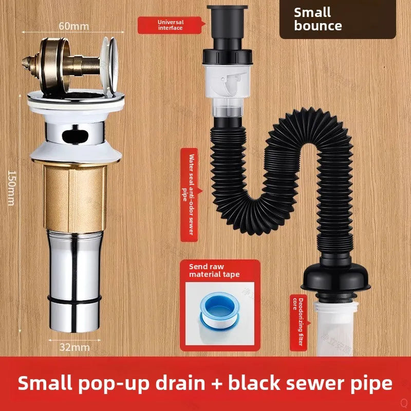 P-Trap Kitchen Sink Drain Set – Strainer, Hose & Odor Filter