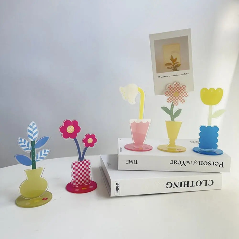 Cute Cartoon Acrylic Memo Clip Decoration Korean Style Cartoon Note Holder Multi-purpose Space Saving Desktop Card Clamp Peaceful Pleasures Health and Wellness