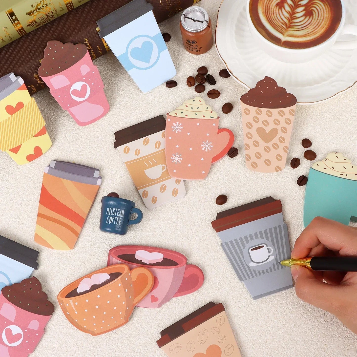 Coffee Cup Sticky Notes 24 Pack – 12 Designs, 480 Sheets