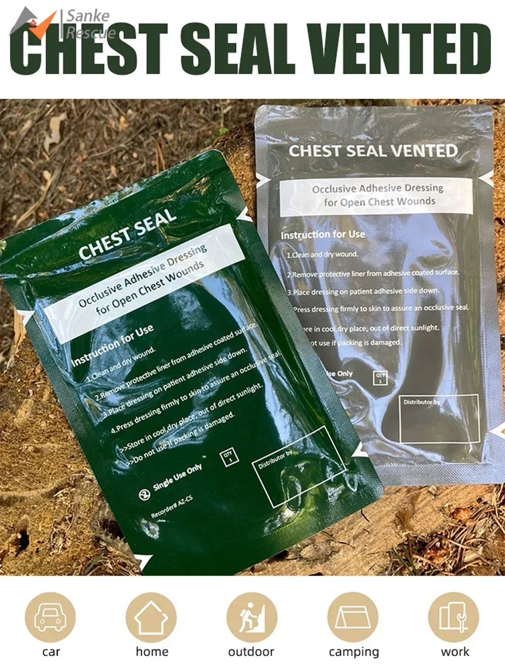 Chest Seal Wound Care for Emergency or Tactical Situations Advanced Adhesive Sterile Transparent Lightweight Vent Life-Saving Peaceful Pleasures Health and Wellness
