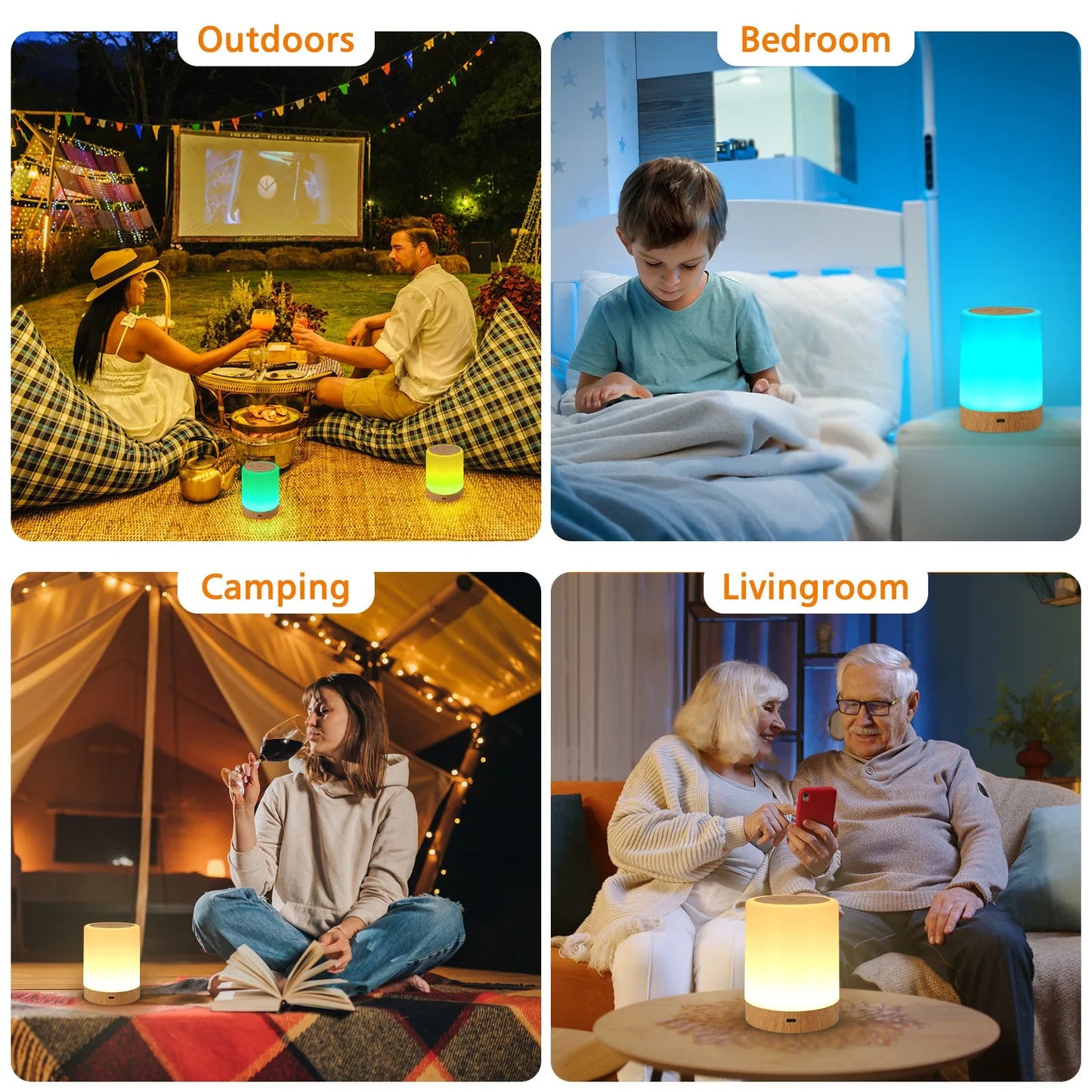 16 Colors Touch Control Bedside Table Lamp RGB USB Rechargeable Night Light Desk Lamp Bedroom Decoration Gift Dining Table Light Peaceful Pleasures Health and Wellness