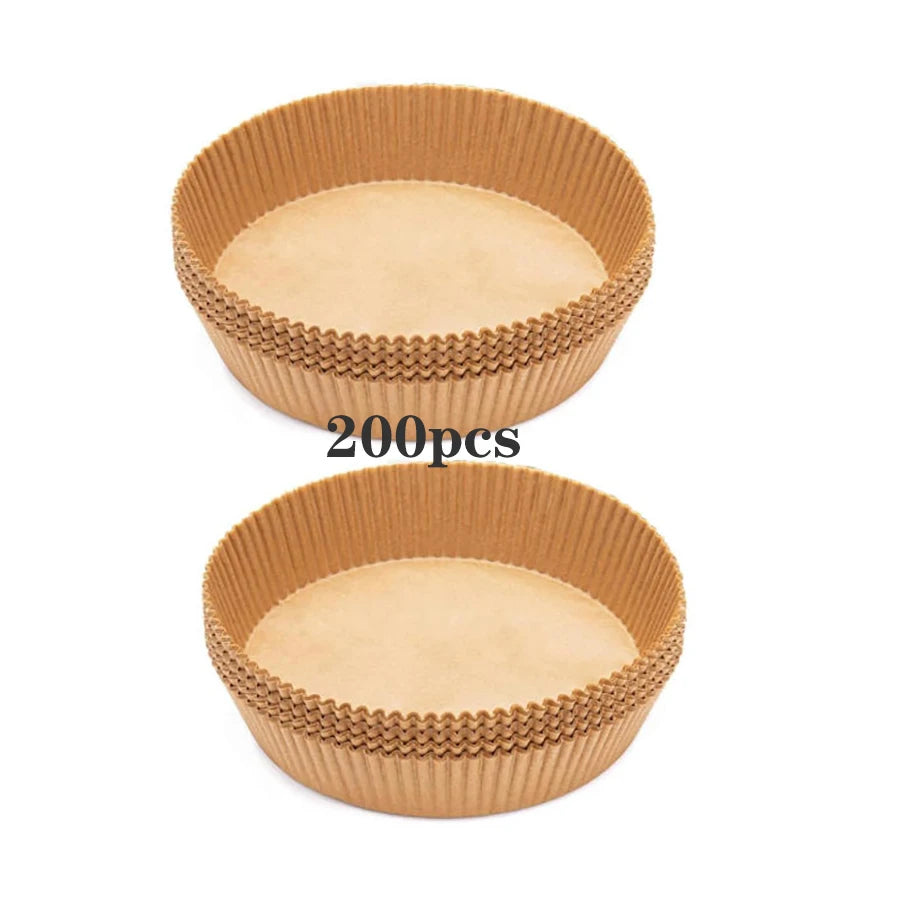 Air Fryer Liner Round Parchment Paper – 100 or 200 Pack 7.9" Unbleached Non-Stick Disposable Baking Liners