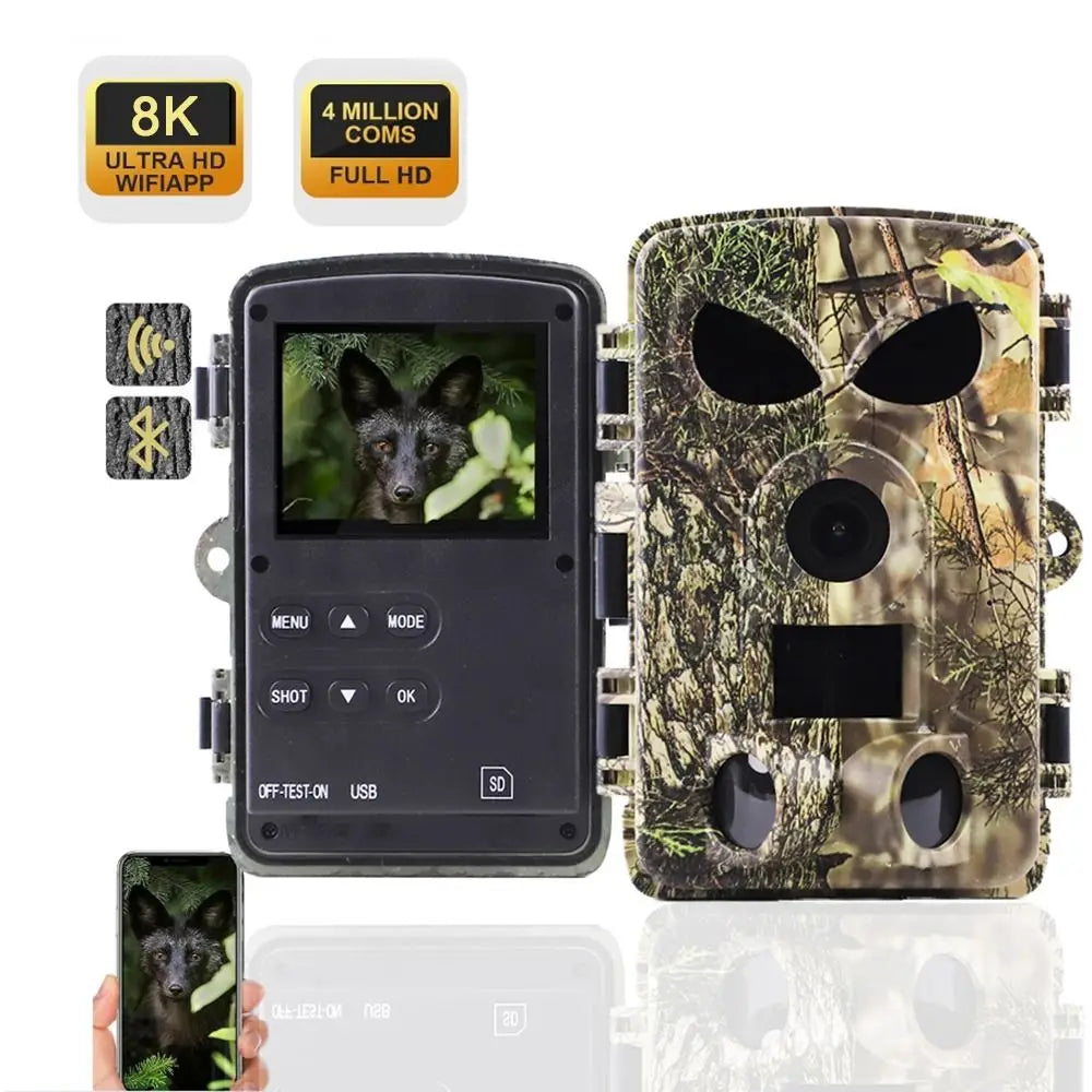 8K PR8000 Wifi Camera IP65 Waterproof No Glow Night Vision Video Recording Camera 2.0 Inch LCD Screen APP Control Peaceful Pleasures Health and Wellness