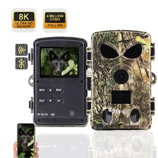 8K PR8000 Wifi Camera IP65 Waterproof No Glow Night Vision Video Recording Camera 2.0 Inch LCD Screen APP Control Peaceful Pleasures Health and Wellness