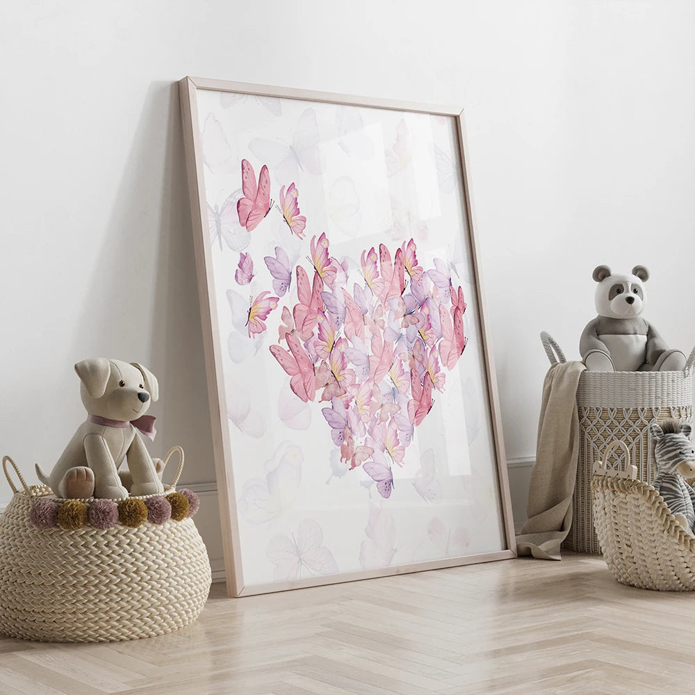3-Piece Personalized Butterfly Canvas Wall Art | Kids Room Decor