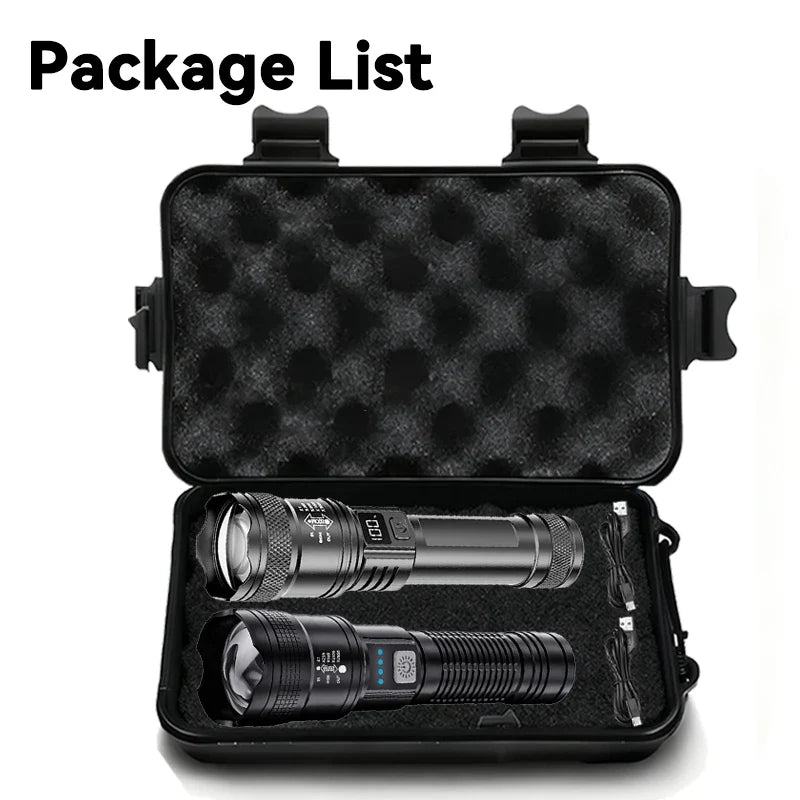 2000LM Zoomable Tactical LED Flashlight – USB Rechargeable Power Bank