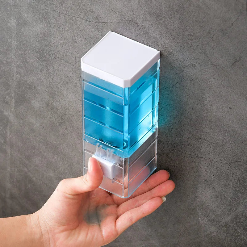 Home Perforated Manual Press Soap Dispenser Wall Mounted Traceless Disinfectant Bottle Bathroom Transparent Soap Dispenser Peaceful Pleasures Health and Wellness