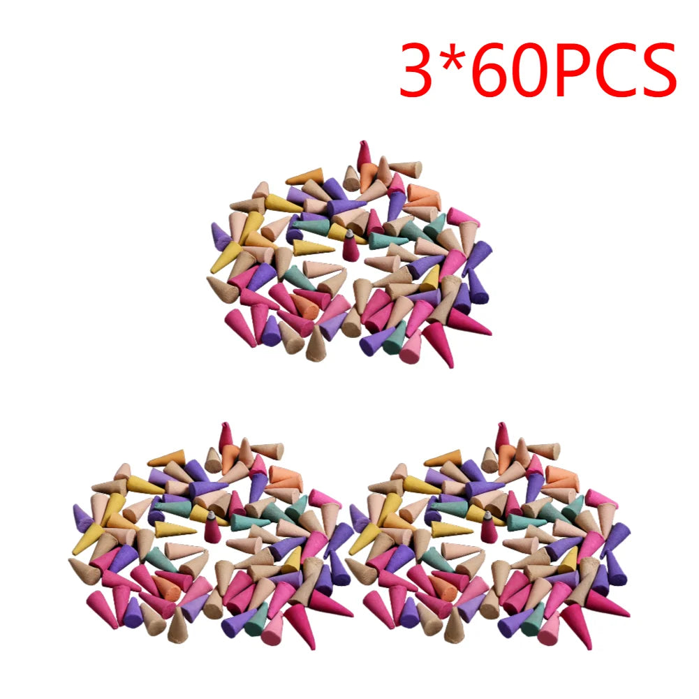 Scented Incense Cones Anxiety Relief Fragrance Incense Cones Natural Scents Granules Meditation Relaxation Sandalwood Cone Peaceful Pleasures Health and Wellness 180PCS