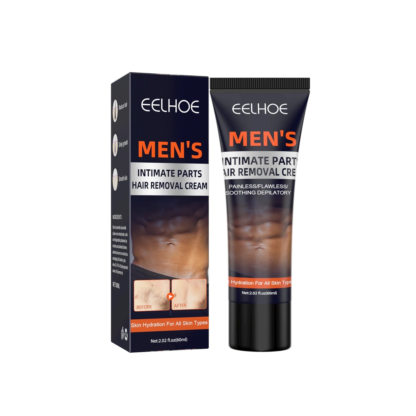 Eelhoe Men's Hair Removal Cream – Chest, Armpit & Legs 60ml