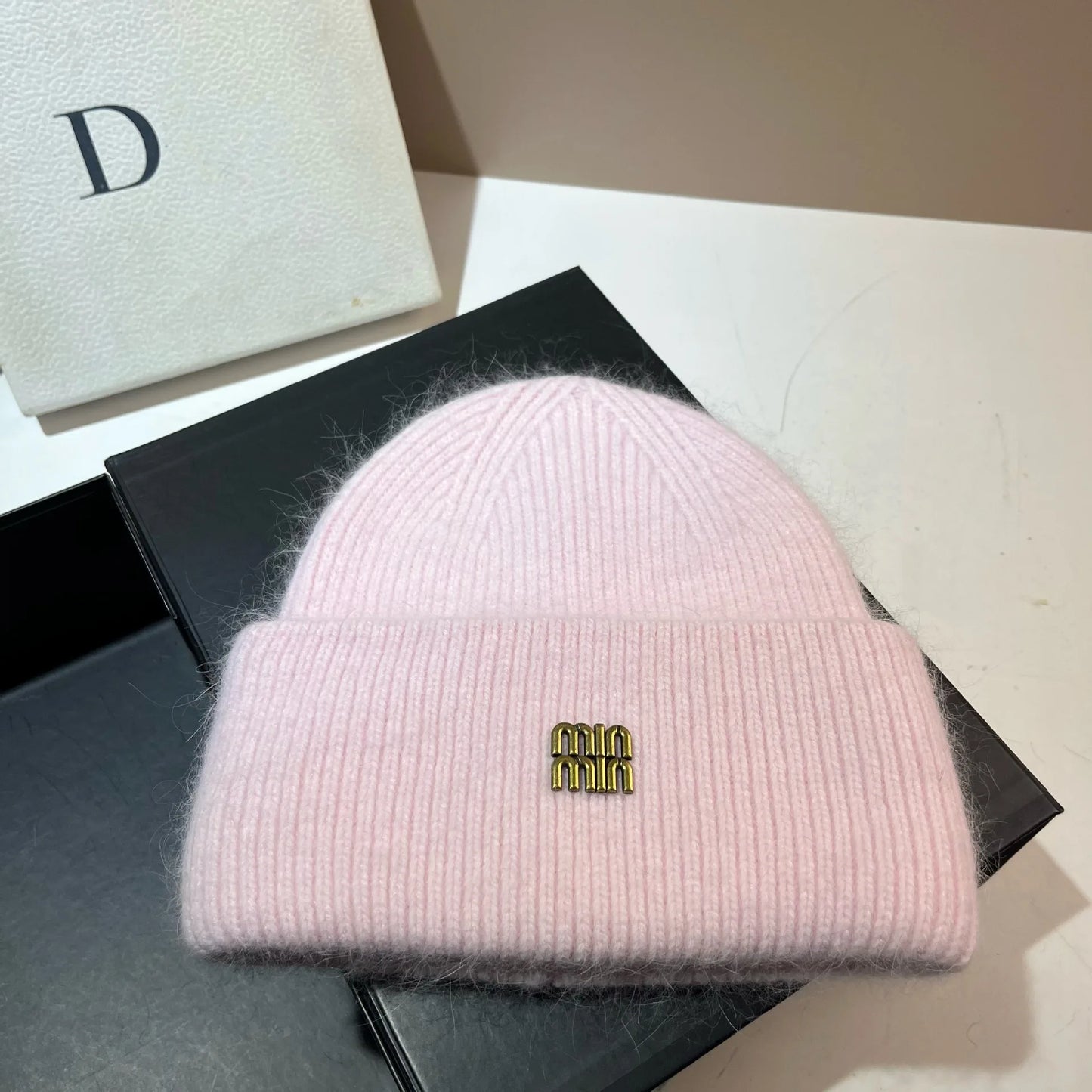 Women's Rabbit Fur Knit Beanie | Warm Winter Ear Protection Hat