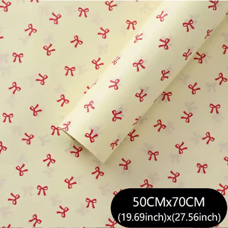 20-Sheet Floral Bow Wrapping Paper 50x70cm | Korean Gift Tissue