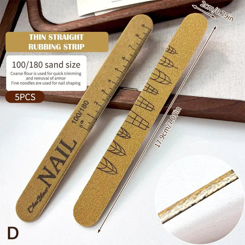 5 Pcs Double-Sided Nail File Set With Scale 100/180 180/240 Grit Washable Ruler Sanding Nail File Durable Nail Sanding Tools Peaceful Pleasures Health and Wellness D