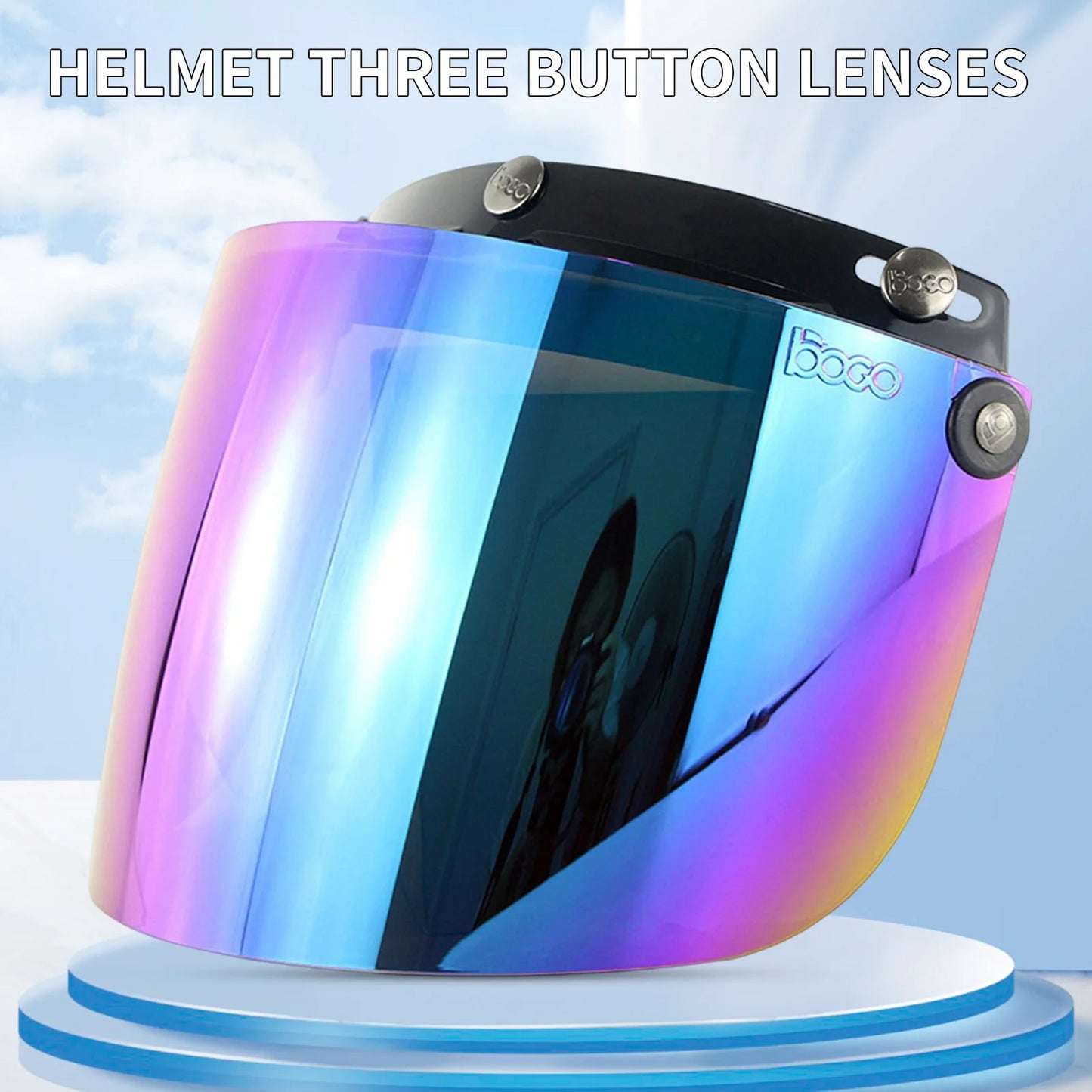 Motorcycle 3-Snap Visor Lens Shield Sturdy Anti Dizziness Motorcycle Helmet Visor Lens Gift for Friends Family Members Neighbors Peaceful Pleasures Health and Wellness as show 1