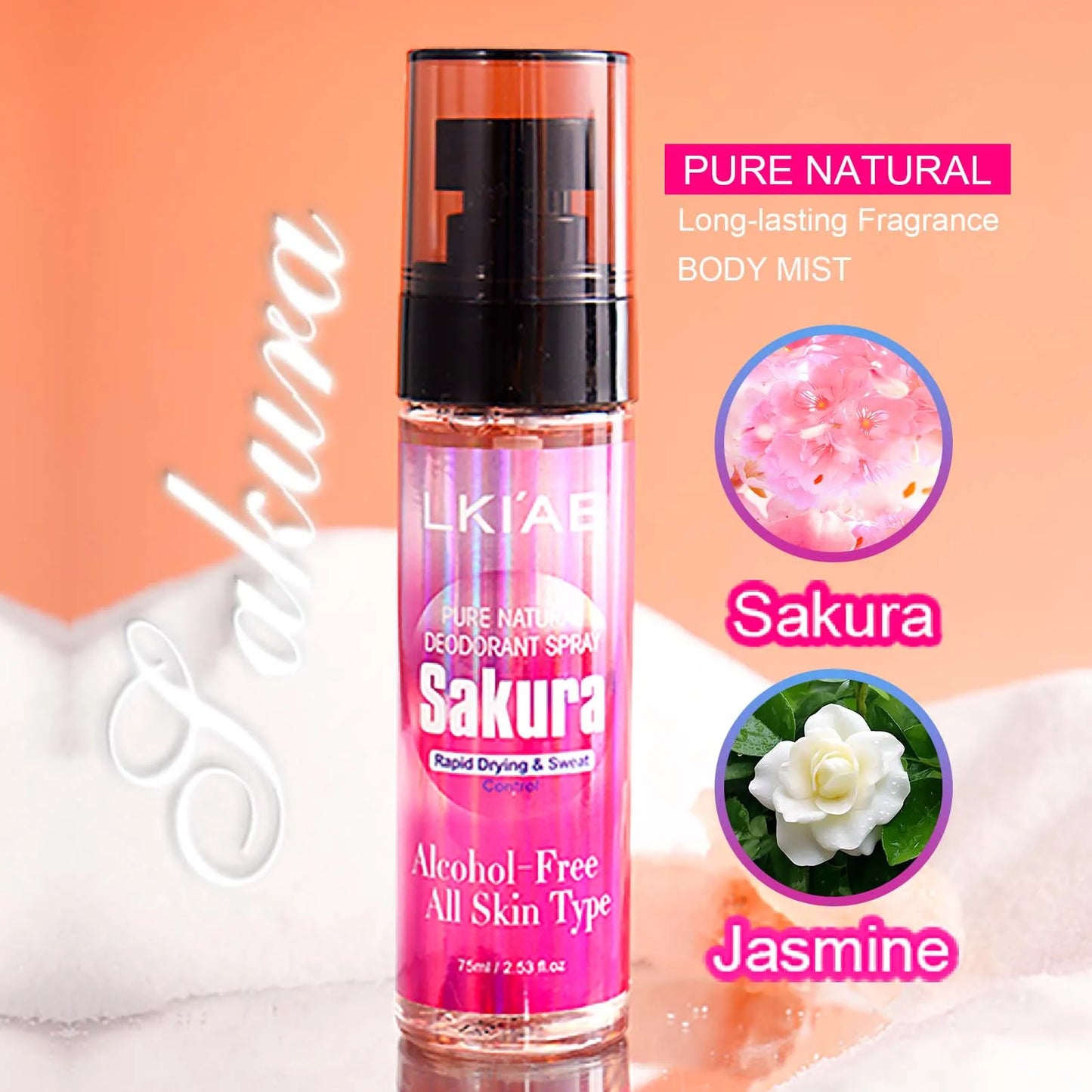 Natural Deodorant Spray | Jasmine & Sakura Body Mist 75ml