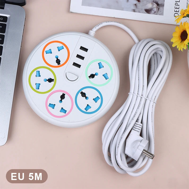 New EU US Plug 2/3Pin Universal Power Strip TypeC 3 USB Port 5 Way Outlet 2/3/5M Extension Power Socket Charge Electrical Socket Peaceful Pleasures Health and Wellness EU 2Pin 5M