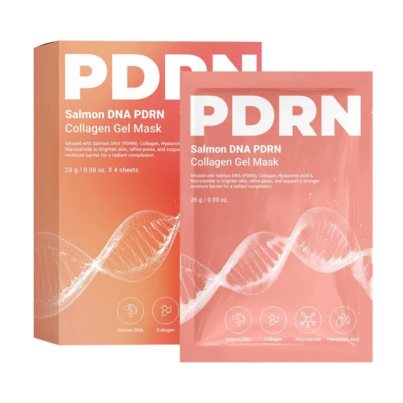 Pdrn Salmon Collagen Mask Hydrating Repair Face Mask Deep Moisturize Revitalizing Sheet Mask Glow-boosting Nourishing Skin Care Peaceful Pleasures Health and Wellness Folding style 4 pcs