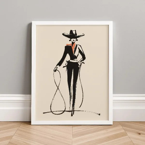 Western Cowboy Cowgirl Line Poster Retro Southwestern Rodeo Fashion Ranch Canvas Painting Wall Art for Living Room Home Decor Peaceful Pleasures Health and Wellness