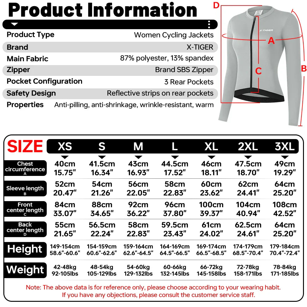 X-TIGER Women's Winter Cycling Jersey | Thermal Long Sleeve